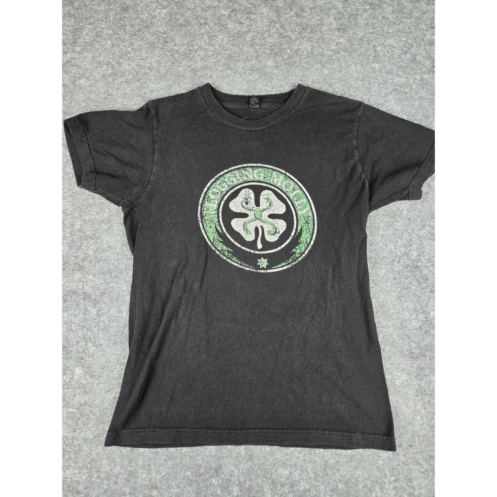 Flogging Molly Vintage Shamrock Snake Logo Women's‎ Size Small Black T-Shirt VTG